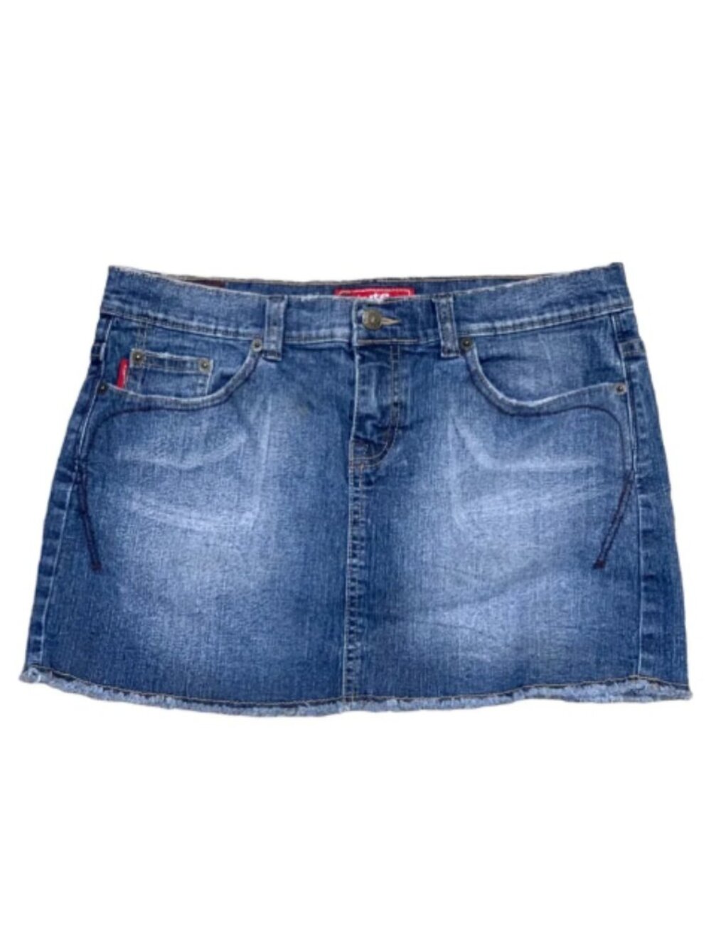 Tyte Jeans Y2K Floral Embroidered Denim Mini Skirt Cutoff Raw Hem Juniors 9 Boho